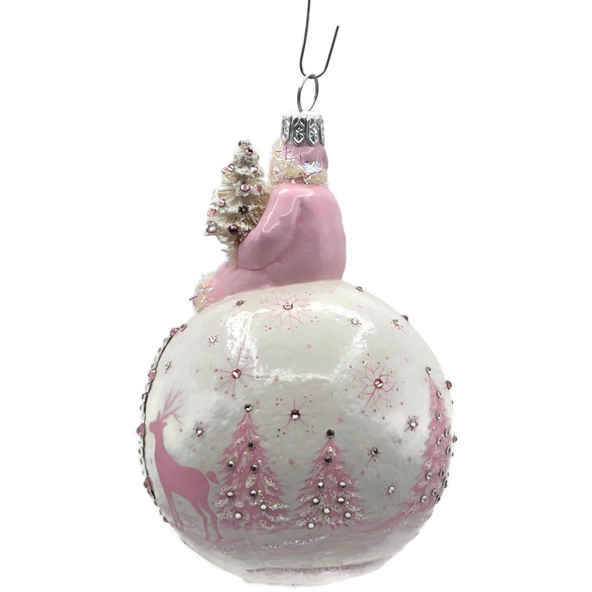 Patricia Breen Glorious Pink Reflector White Snowflakes Christmas Ornament 33338