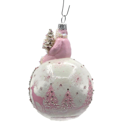 Patricia Breen Glorious Pink Reflector White Snowflakes Christmas Ornament 33338