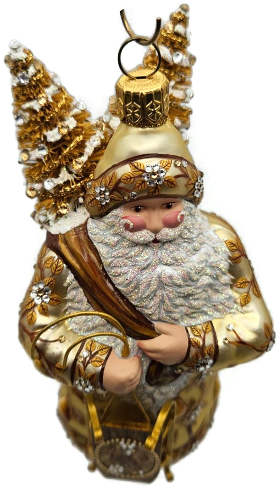 Patricia Breen Oakley Claus Cream Gold Holly Santa Christmas Ornament 34328