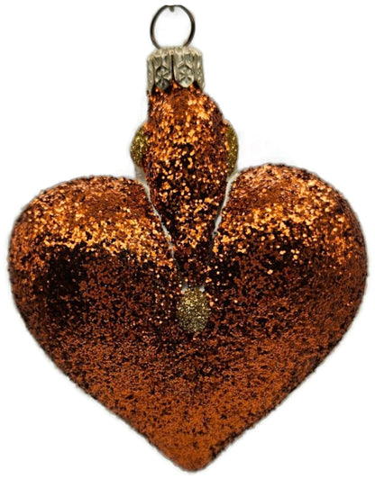 Patricia Breen Santa du Coeur Orange Glitter Heart Valentine's Ornament 20344