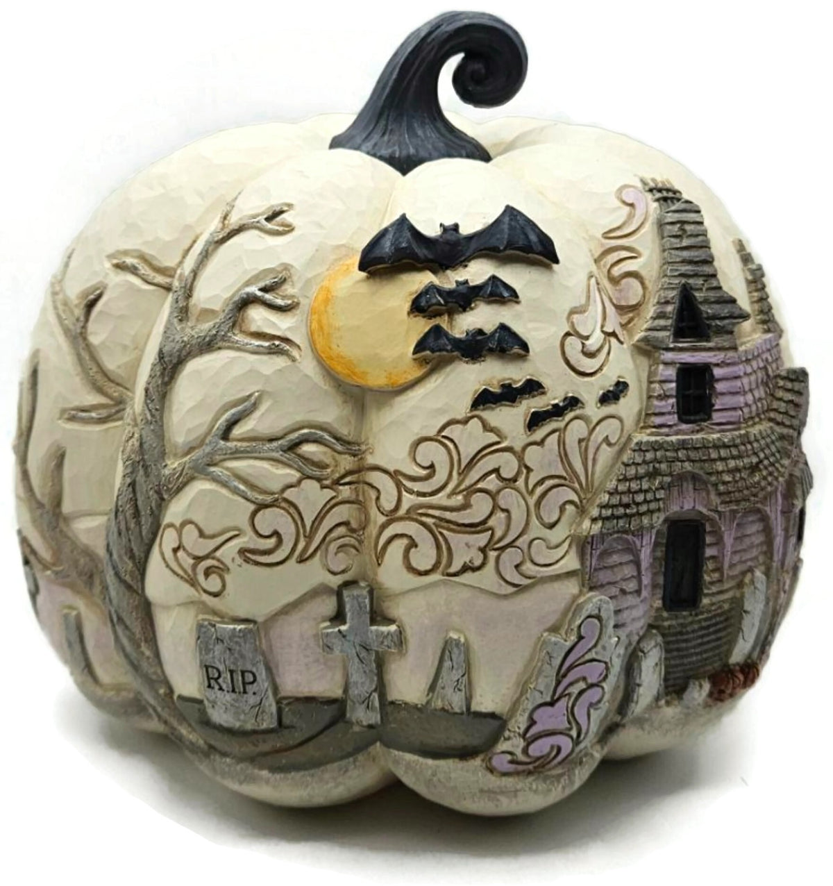 Jim Shore Heartwood Creek A Little Batty Pumpkin Enesco Halloween Decor Figurine0