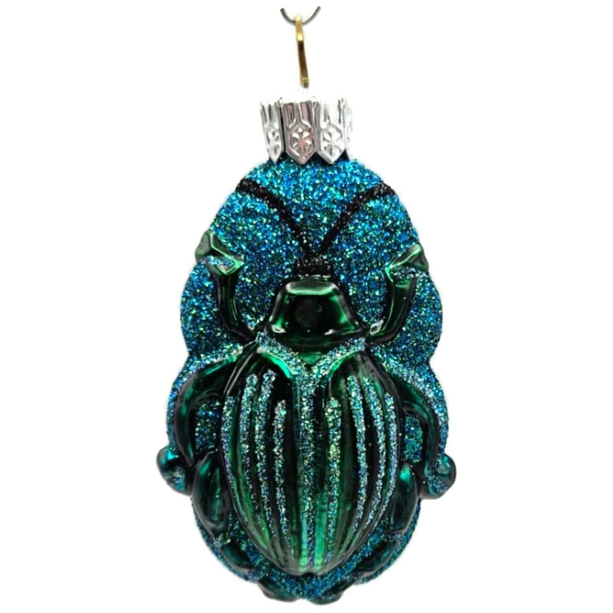 Patricia Breen Bugs Turquoise Beetle Blue Glitter Glass Christmas Ornament 32110