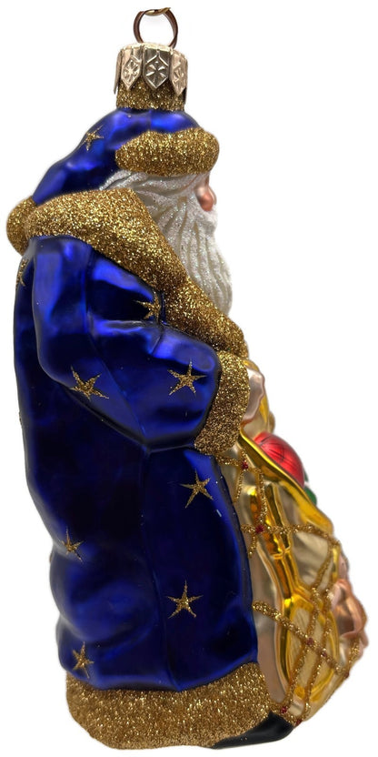 Patricia Breen Presents Blue Santa Claus Gift Toys Stars Christmas Ornament 20287
