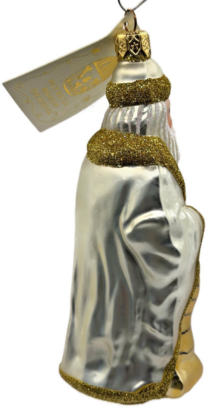 Patricia Breen Making His List Pearl Gold Santa Claus Christmas Ornament 96334