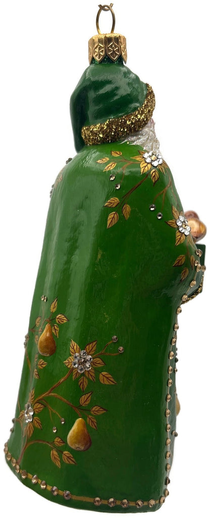 Patricia Breen 2014 Santa for Yaly Partridge Pear Green Gold Ornament 34403