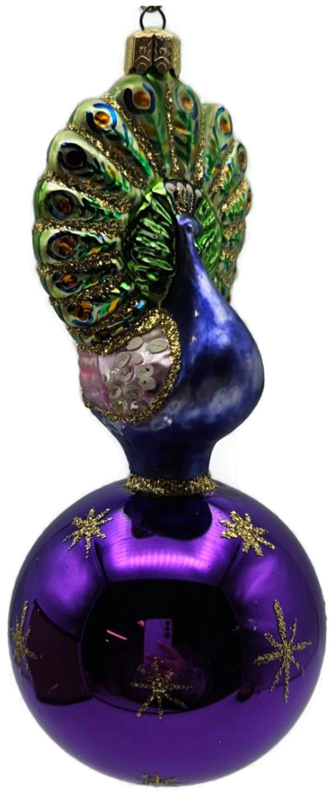Christopher Radko Celestial Peacock Purple Ball Star Christmas Ornament 90-076-22