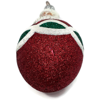 Patricia Breen Miniature Faberge Santa Red Green Glass Christmas Ornament 215010