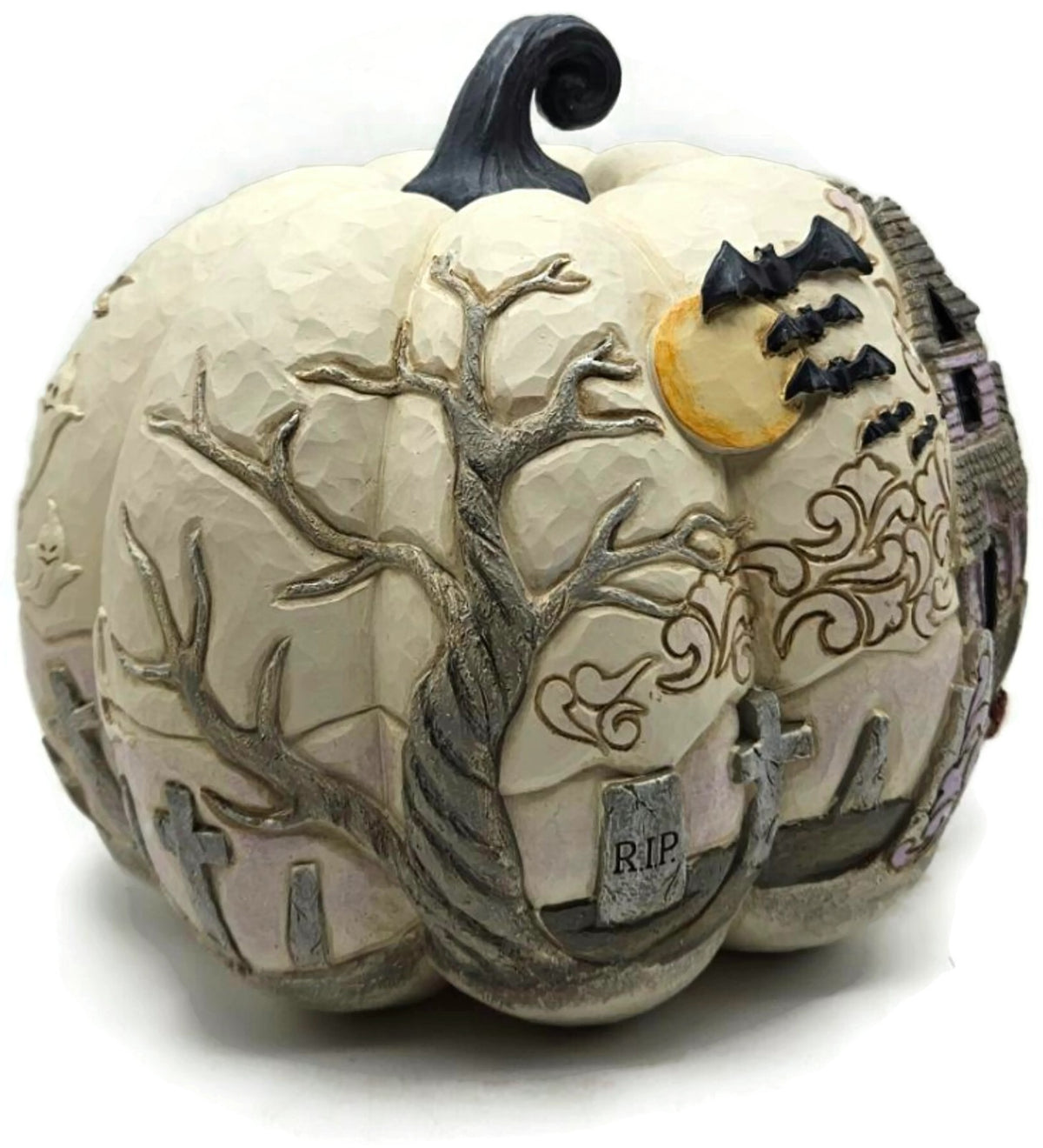 Jim Shore Heartwood Creek A Little Batty Pumpkin Enesco Halloween Decor Figurine1