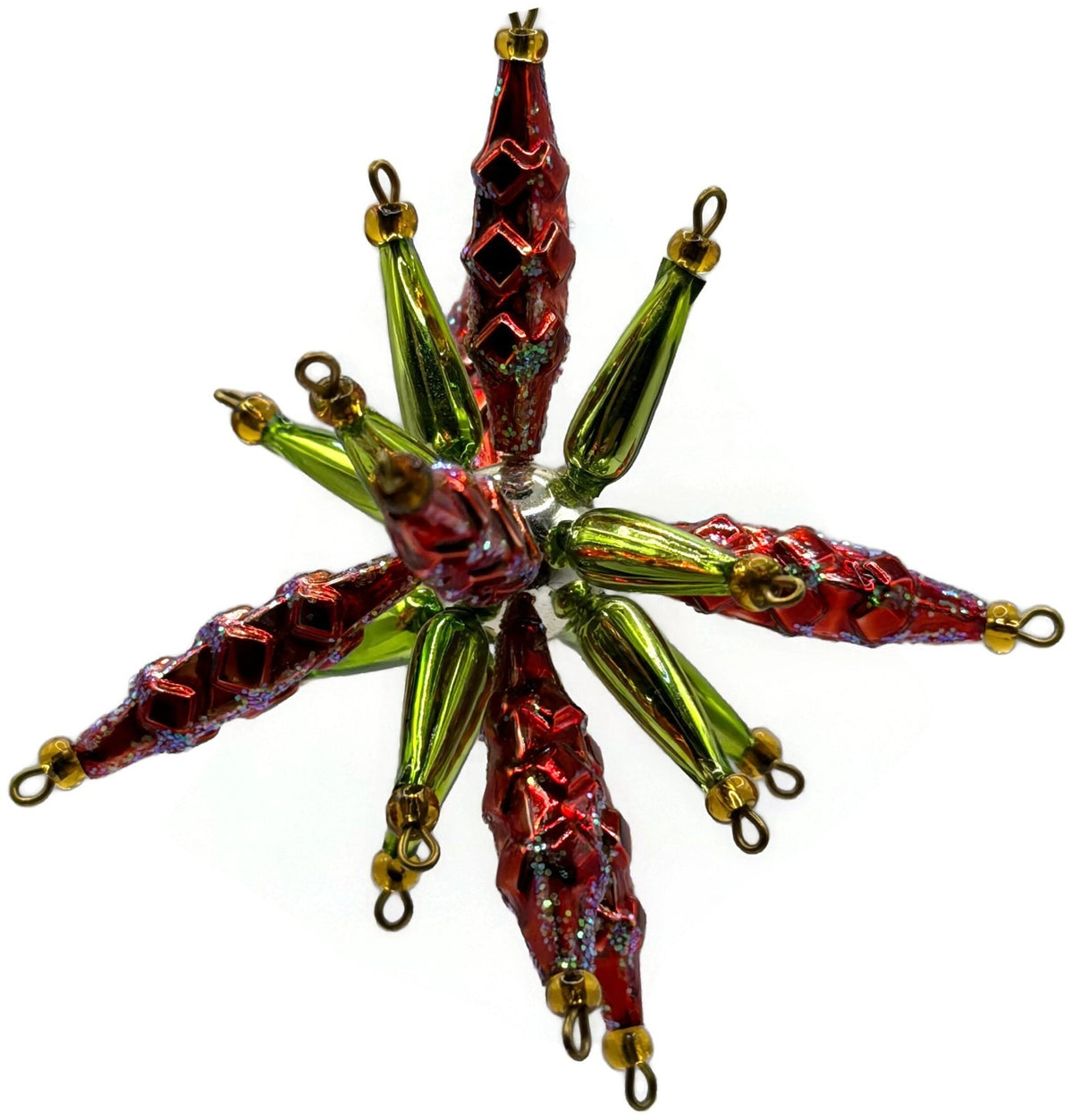 Christopher Radko Star Bright Red Green Beaded Christmas Ornament 99 391 03