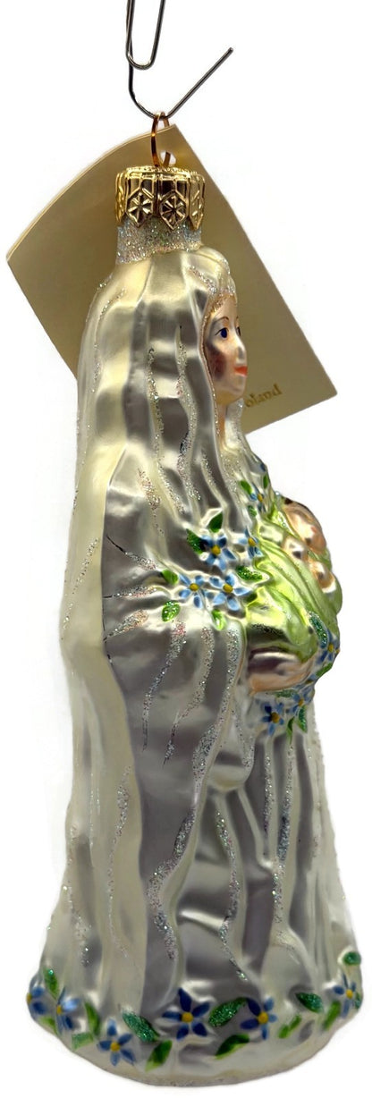 Patricia Breen Bountiful Madonna Flowers Pearl White Christmas Ornament 97064