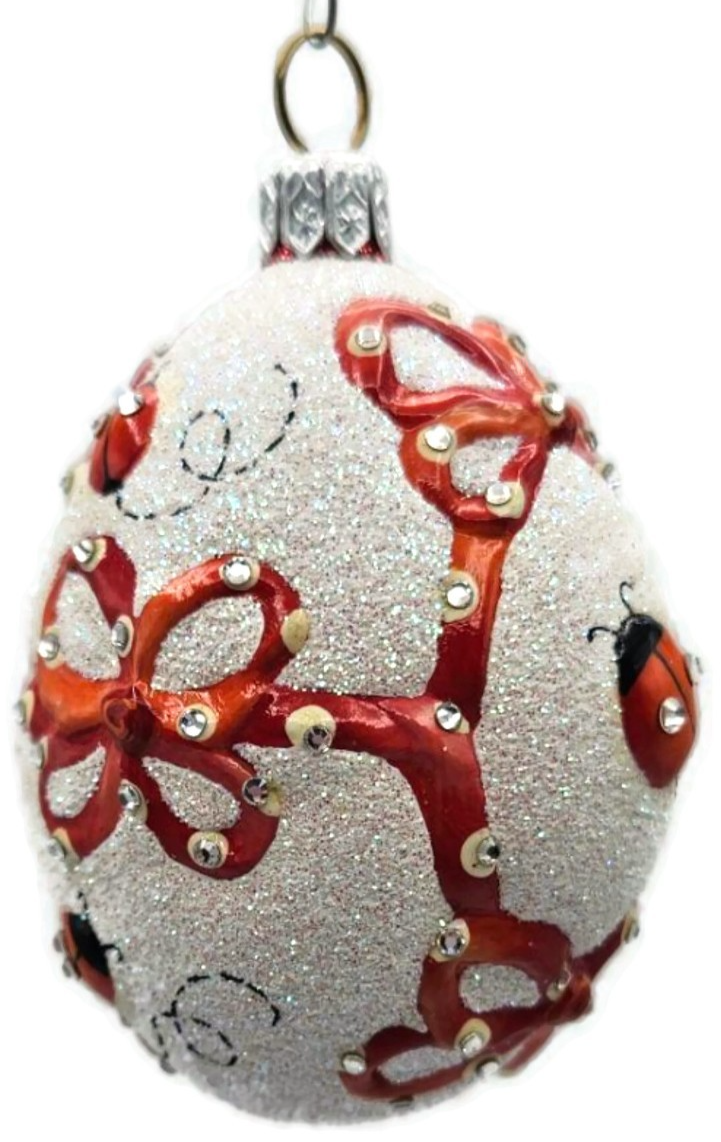 Patricia Breen Beribboned Egg Ladybugs Red White Easter Christmas Ornament 29023