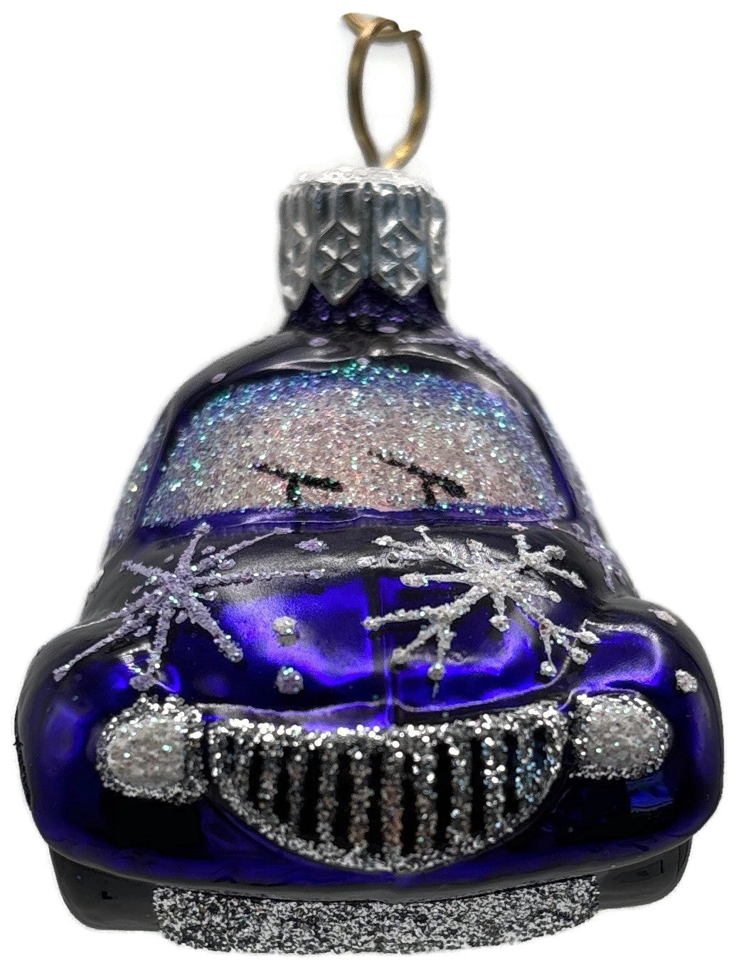 Patricia Breen Miniature Taxi Purple Snowflakes Christmas Ornament Signed 96312
