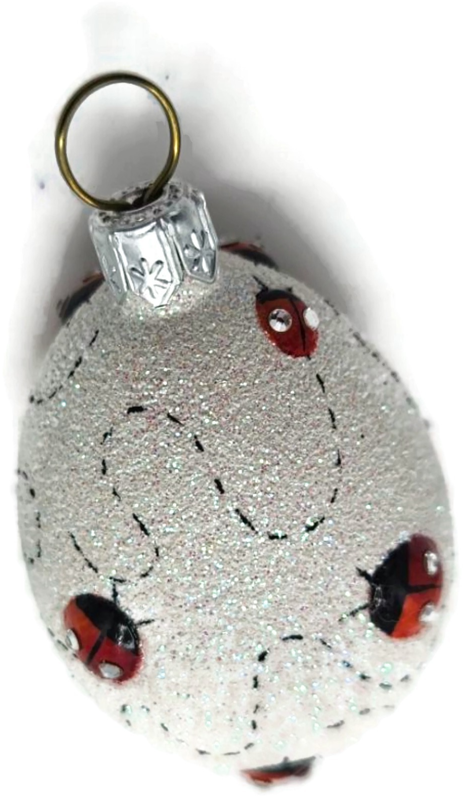 Patricia Breen Easter Egg Masquerade Ladybugs White Red Christmas Ornament 28168