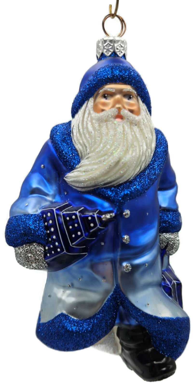 Patricia Breen City Santa Dawn Blue Silver Snowflakes Christmas Ornament7