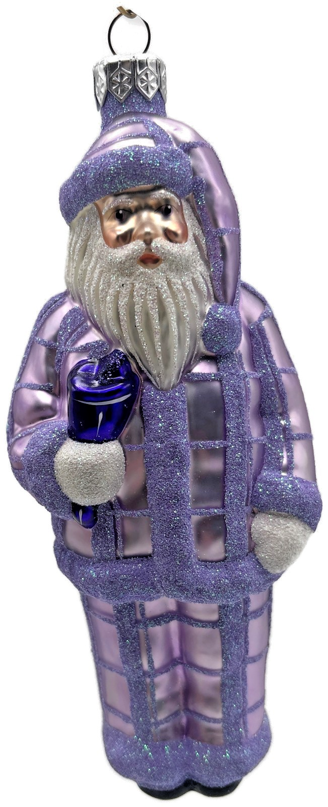 Patricia Breen Ring In The New Lavender Plaid Santa Christmas Ornament CATZ 97340