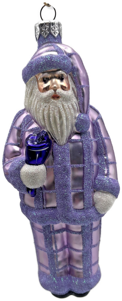 Patricia Breen Ring In The New Lavender Plaid Santa Christmas Ornament CATZ 97340