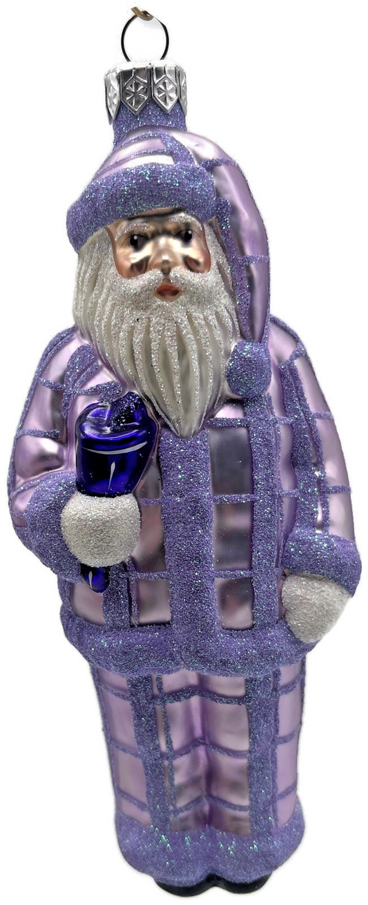 Patricia Breen Ring In The New Lavender Plaid Santa Christmas Ornament CATZ 97340
