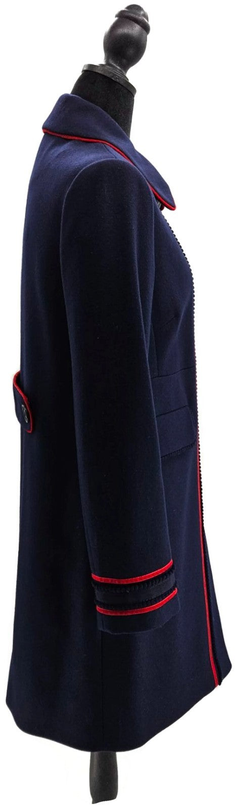 Boden Edith Trim Detail Coat Lined Navy Blue Woolblend Long Sleeve Womens Size 66