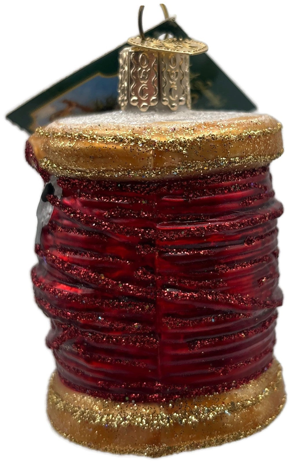 Old World Christmas Spool of Thread Sewing Needle Quilter Merck Red OWC Ornament2