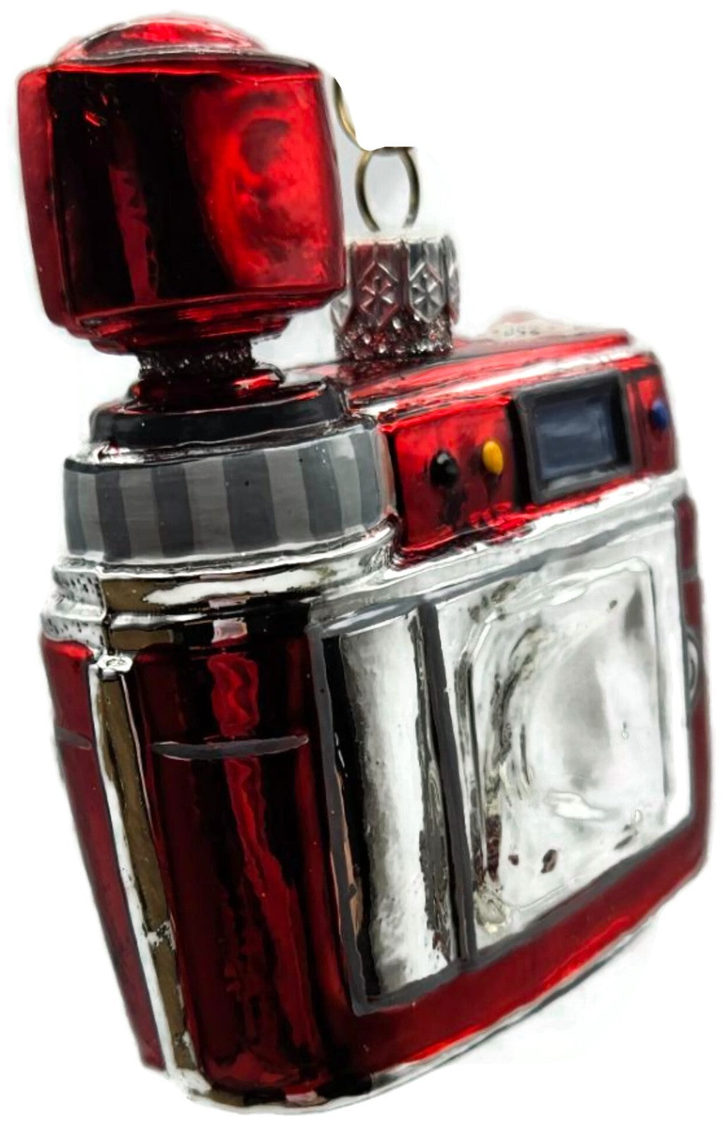 Vintage Style Glass Camera Red Sparkle Glitter Hand Painted Christmas Ornament5