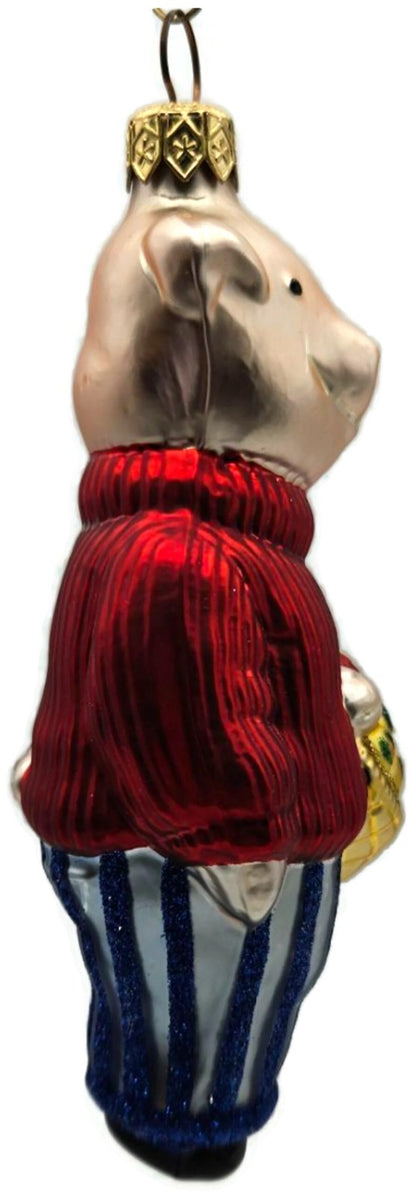 Patricia Breen This Little Piggy Goes to the Market Red Glass Ornament 96487