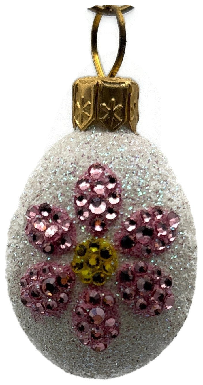 Patricia Breen 2009 Miniature Egg Jeweled Daisy Pink Easter Ornament 29220
