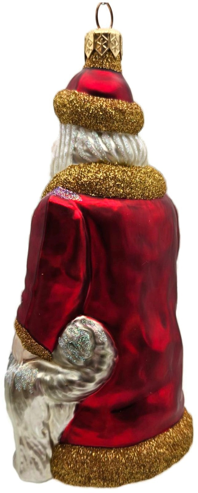 Patricia Breen Just What I Wanted Santa Dog Red Glass Christmas Ornament 98255
