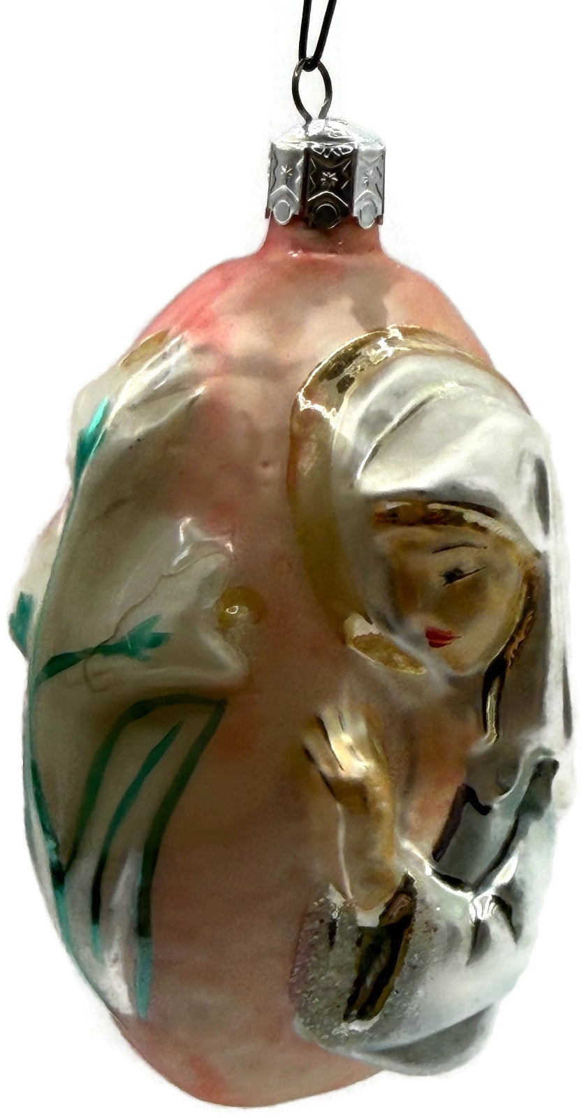 Christopher Radko 1992 Virgin Mary Signed Pink Silver Glass Ornament 92 046 012