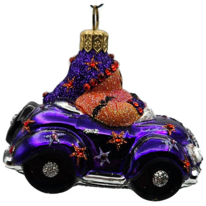 Patricia Breen Snow Mobile Purple Jack o Lantern Glass Halloween Ornament 24761