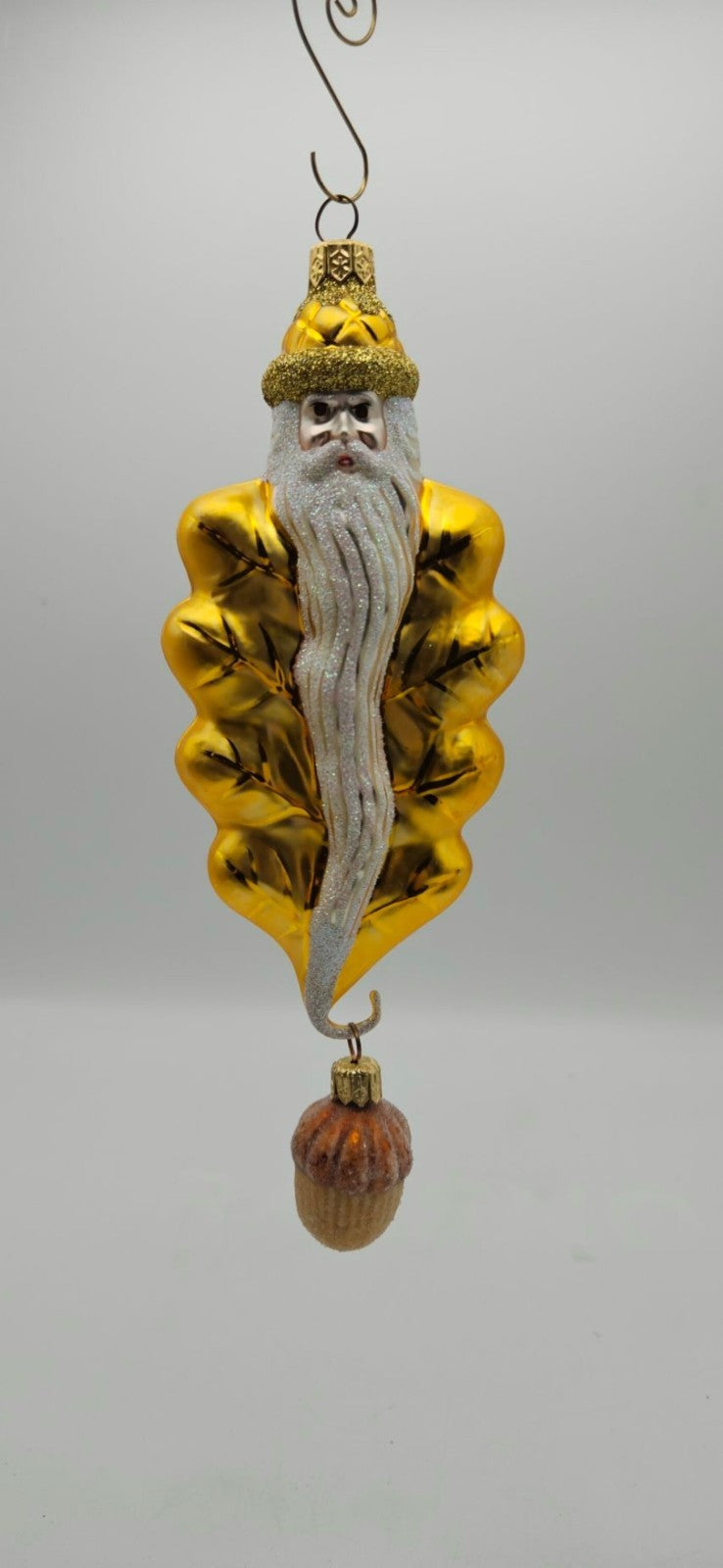 Patricia Breen Oak Leaf Santa Gold Glitter Acorn 2 Part Christmas Ornament 973210