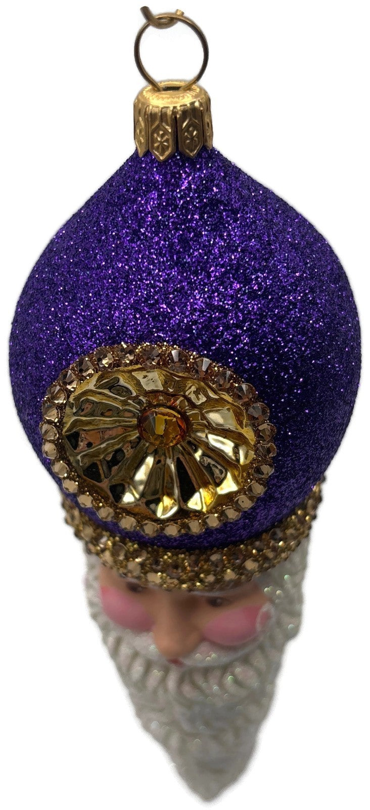 Patricia Breen Vendome Claus Glittered Purple Reflector Christmas Ornament 34418