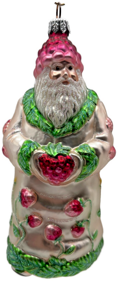 Patricia Breen Raspberry Santa Spring Fruit Green Pink Christmas Ornament 99900