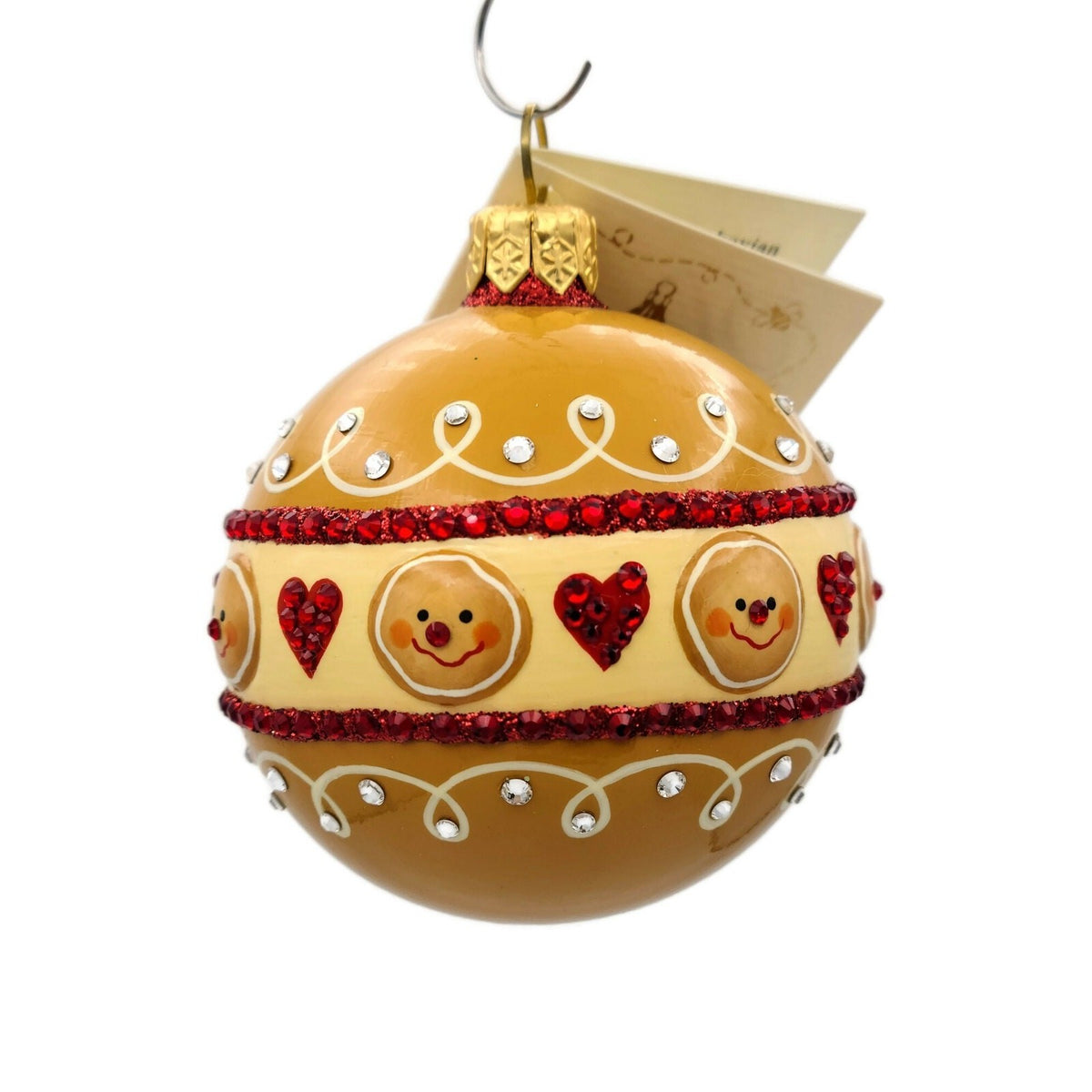 Patricia Breen Beguiling Orb Gingerbread Hearts Christmas Jeweled Ornament 28751