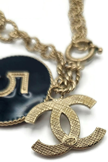 Chanel 13P A63103 No. 5 CC Medallion Charm Bracelet Light Gold Enamel 201320
