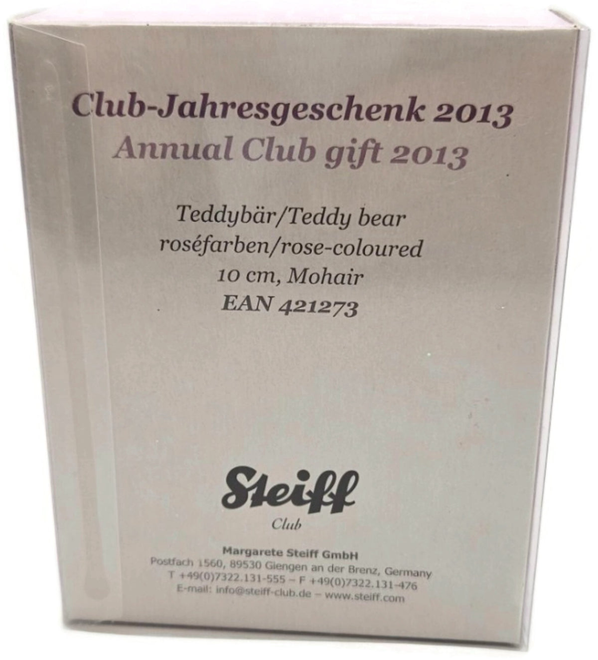 Steiff Club 2013 Annual Loyalty Gift Teddy Bear Rose Pink Mohair 10 CM With COA10