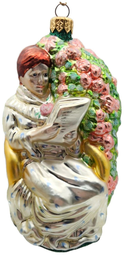 Patricia Breen Woman Reading Mary Cassatt Inspired Glass Spring Ornament 9800AIC1