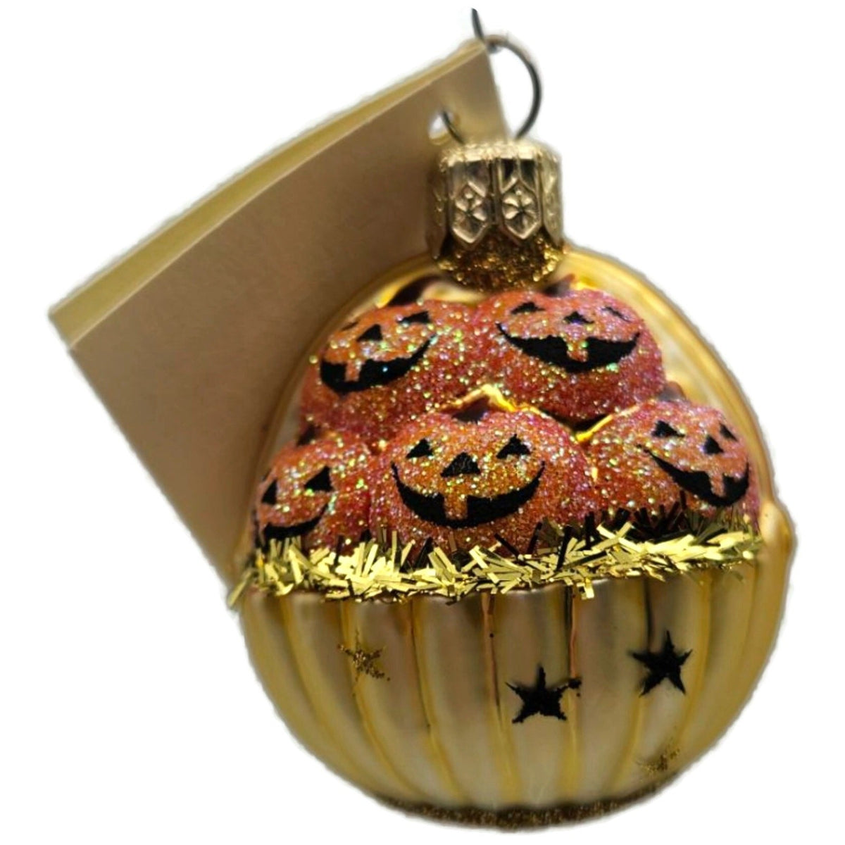 Patricia Breen Halloween Pumpkin Basket Gold With Stars Christmas Ornament 22530