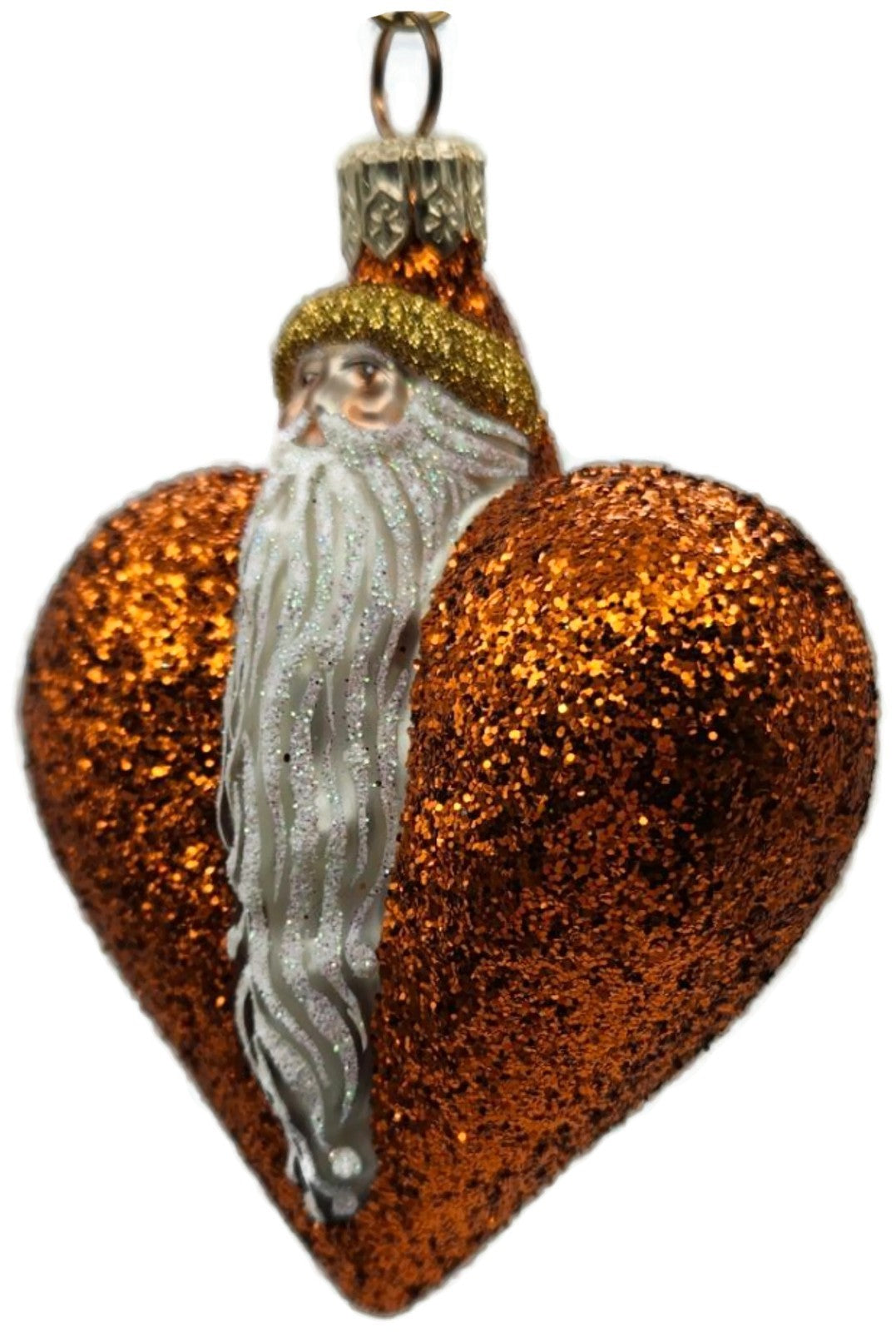 Patricia Breen Santa du Coeur Orange Glitter Heart Valentine's Ornament 20347
