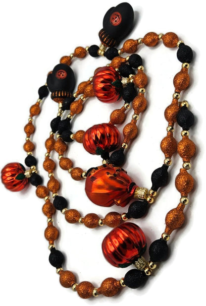 Patricia Breen Halloween Garland Pumpkins Mittens Glitter Glass OOAK  2000CO2