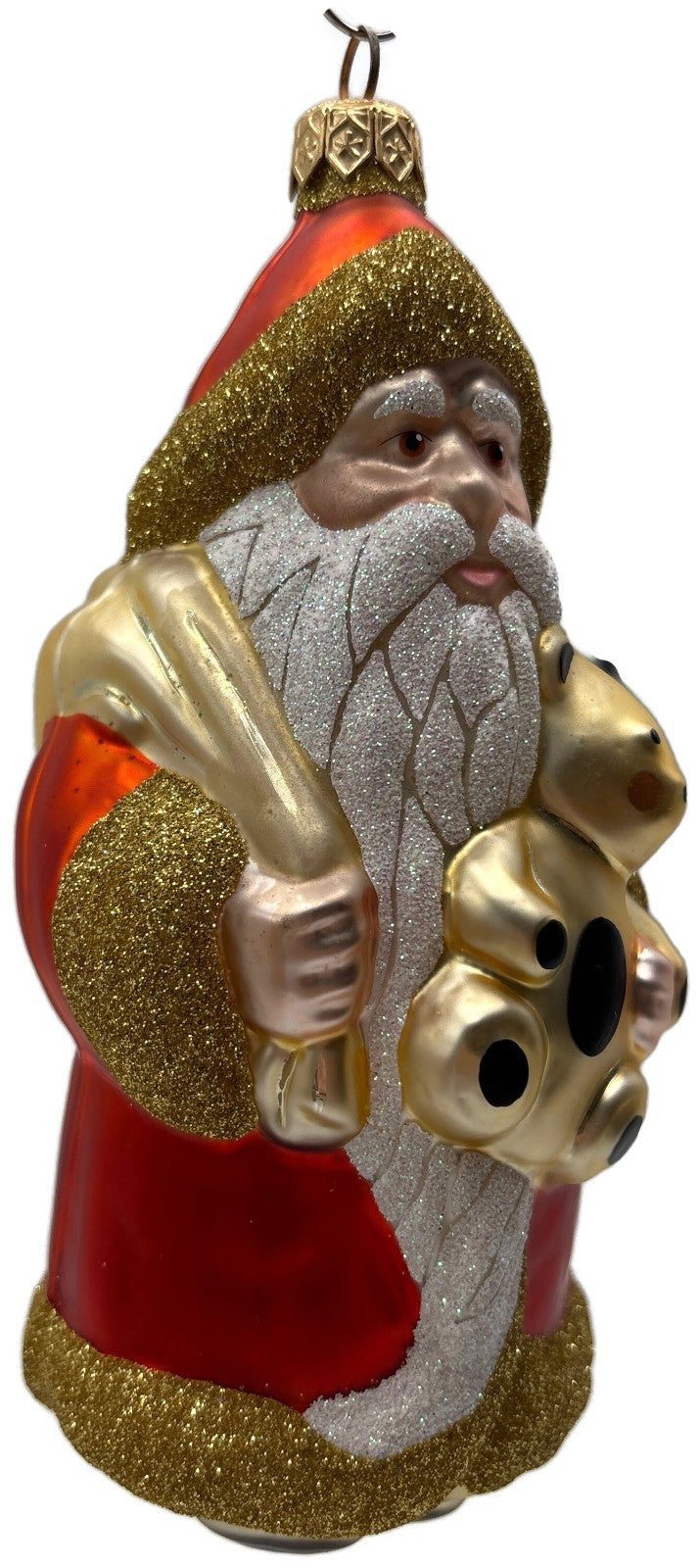 Patricia Breen Santa and Teddy Orange Gold Bear Christmas Tree Ornament 96421