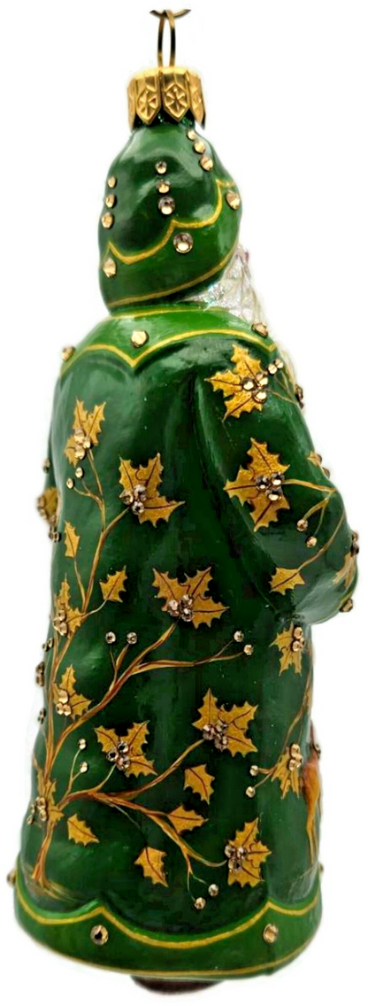 Patricia Breen 2014 Festonne Claus Green Gold Reindeer Christmas Ornament 34263