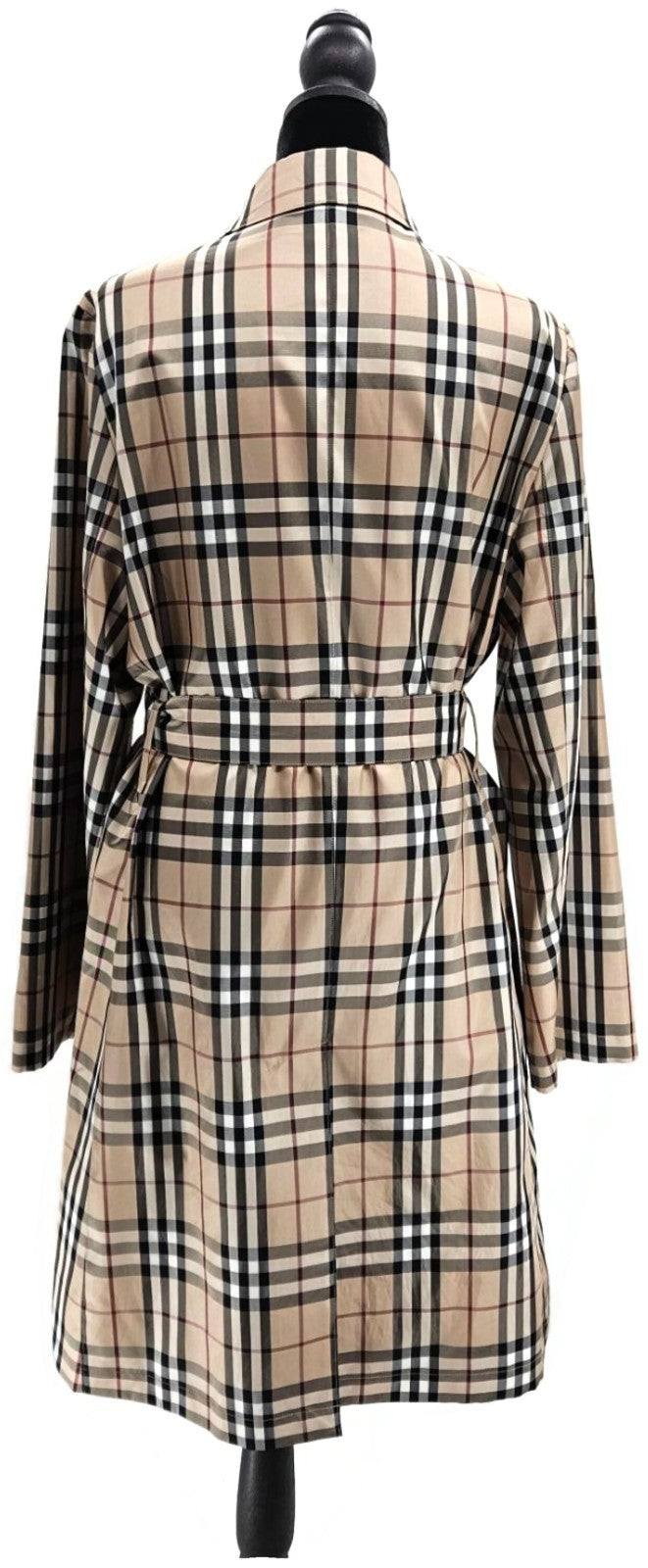 Burberry London Beige Check Belted Long Coat Women's Size 84