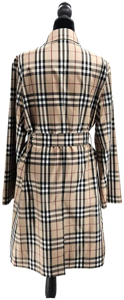 Burberry London Beige Check Belted Long Coat Women's Size 84