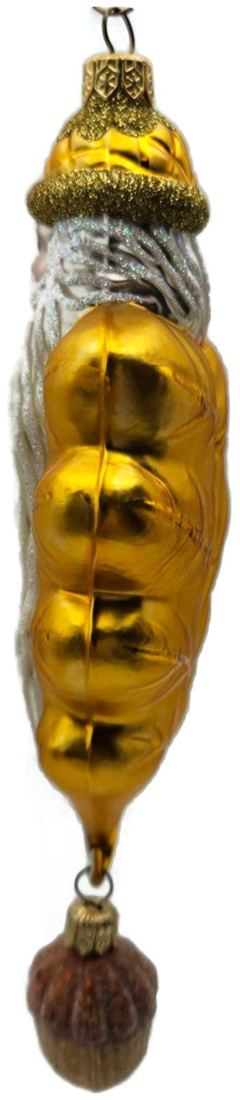 Patricia Breen Oak Leaf Santa Gold Glitter Acorn 2 Part Christmas Ornament 97321