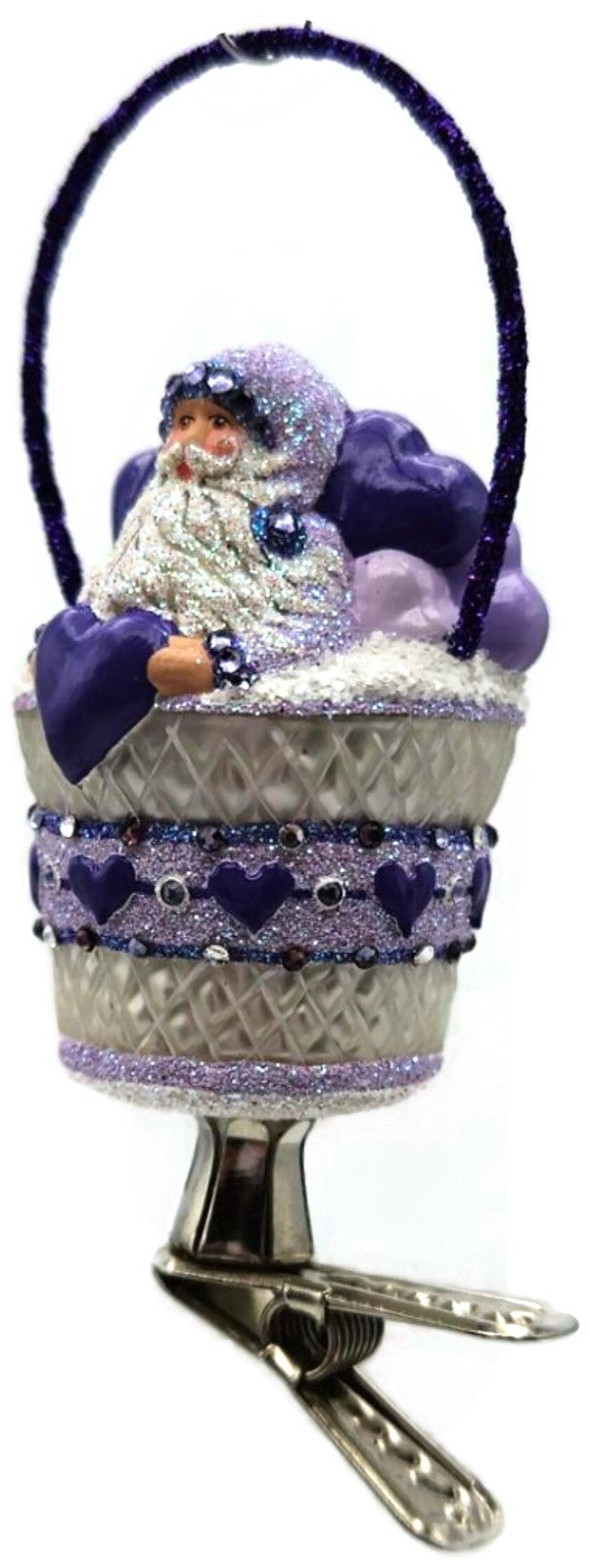 Patricia Breen Brimming with Love Purple Santa Clip On Valentines Ornament 28078