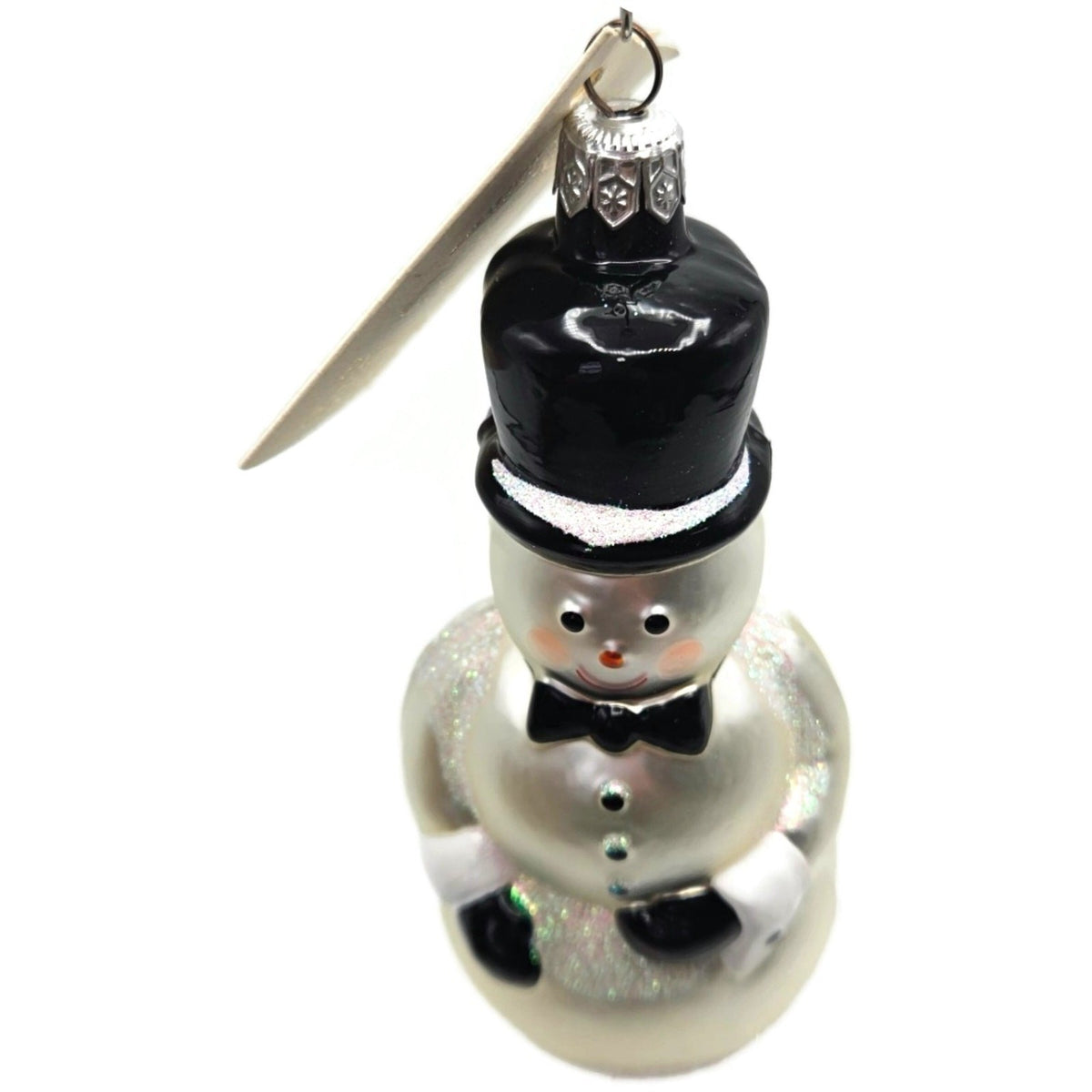 Patricia Breen Top Hat Snowman Matte White Snowflakes Christmas Ornament 97829