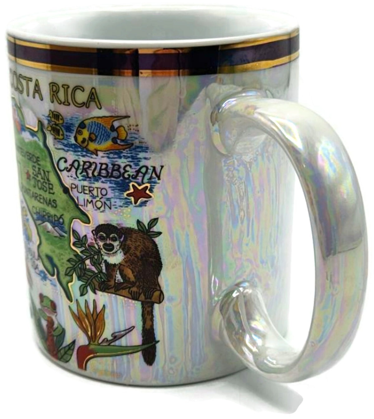Costa Rica Map Iridescent Pearl Finish Souvenir Gift Cup Coffee Tea Mug 12oz2
