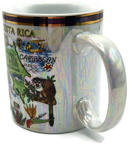 Costa Rica Map Iridescent Pearl Finish Souvenir Gift Cup Coffee Tea Mug 12oz2
