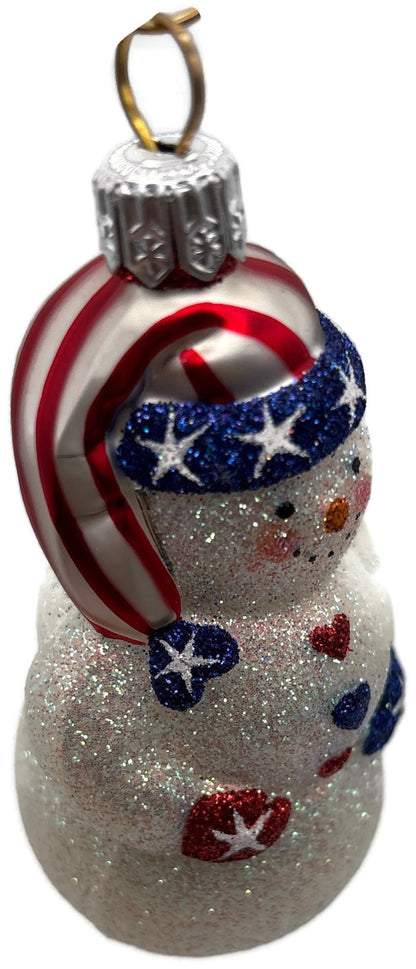 Patricia Breen Loving Snowman Patriotic Star Striped Christmas Ornament 21148