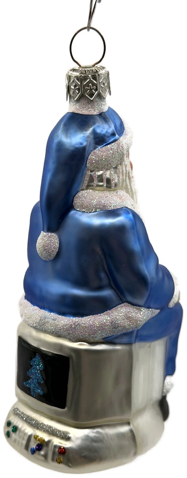 Patricia Breen Cyberspace Santa Sitting On Monitor Glass Christmas Ornament 97116